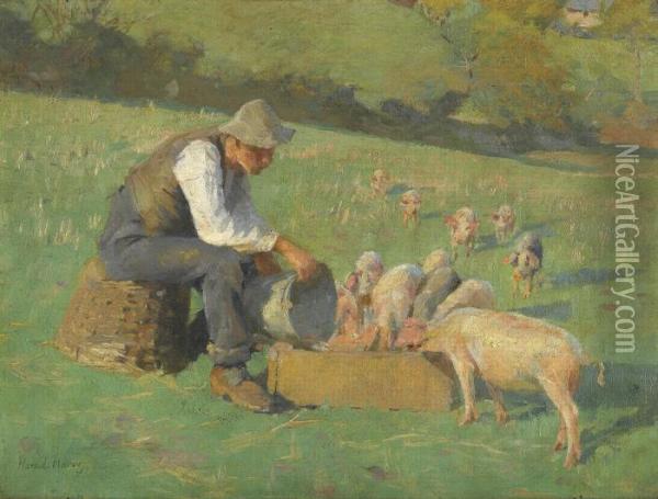 Feeding Time Oil Painting - Harvey Harold
