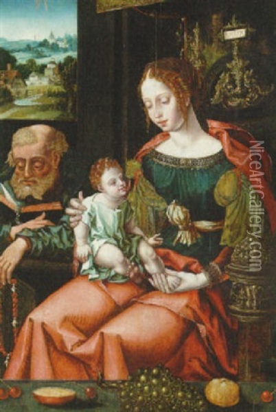 The Holy Family Oil Painting - Pieter Coecke van Aelst the Elder