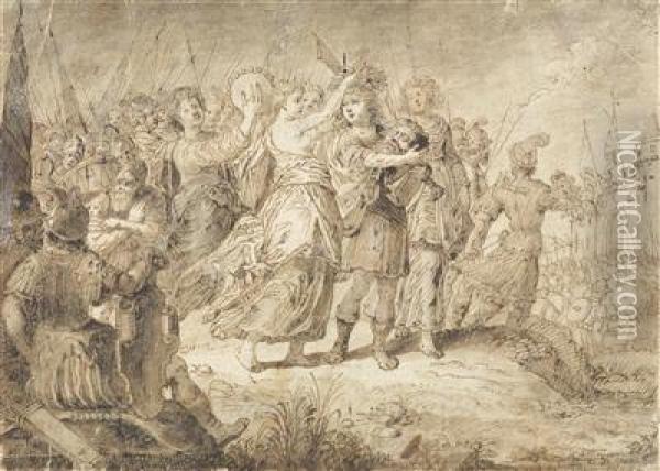 The Triumph Of David Over Goliath Oil Painting - Frans II Francken