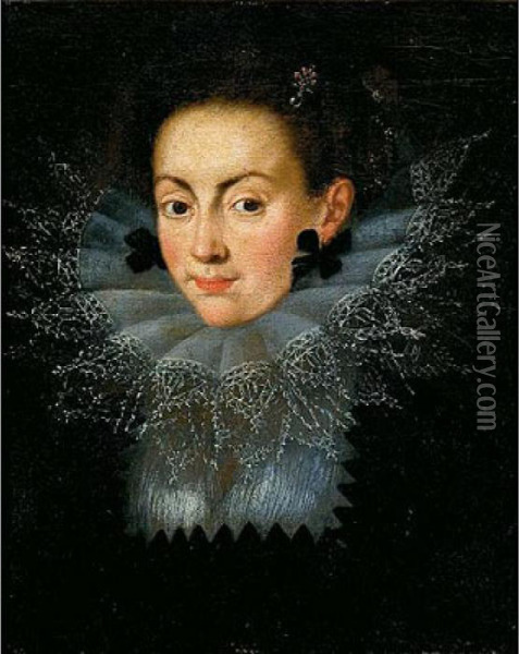 Retrato De Isabel De Borbon, Esposa De Felipe V Oil Painting - Bartolome Gonzales