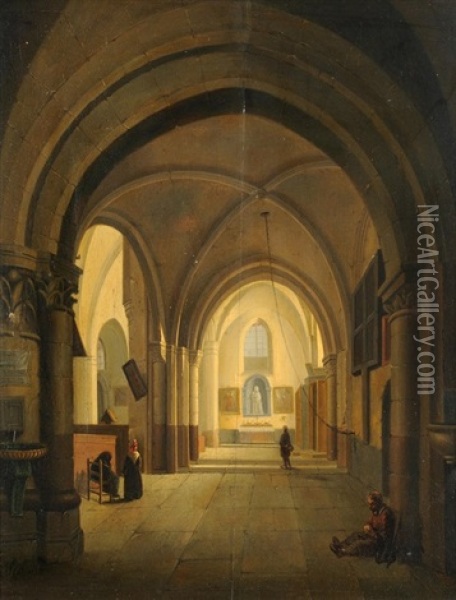 Kircheninneres Oil Painting - Hippolyte Victor (Valentin) Sebron