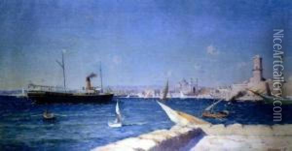 Port De Marseille Oil Painting - Frederic Montenard