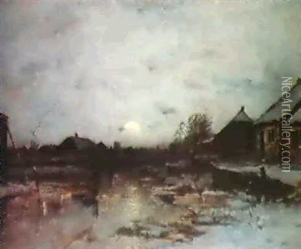 Hollandsk Bondgard I Vinter- Skrud Oil Painting - Wilhelm von Gegerfelt