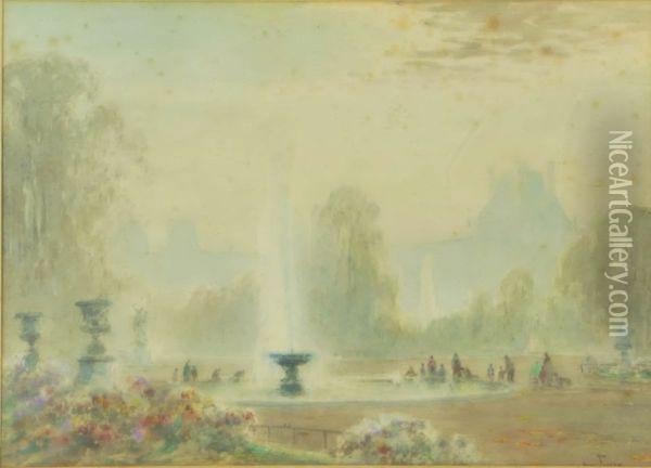 Fontaine Dans Un Parc (versailles ?) Oil Painting - Henri Louis Foreau