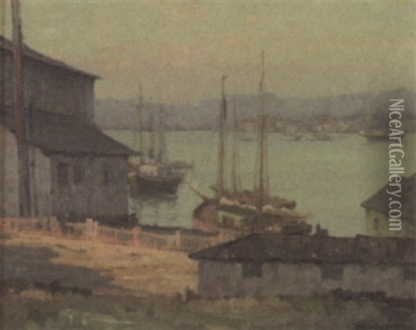 The Waterfront At Eventide Oil Painting - Maurice Braun