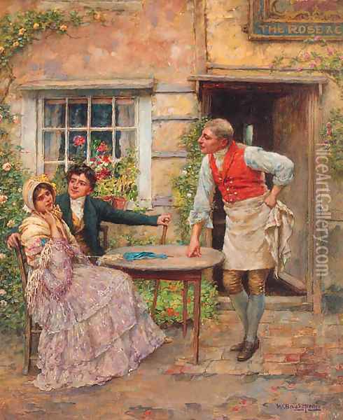 Outside the Rose and Crown Oil Painting - William A. Breakspeare