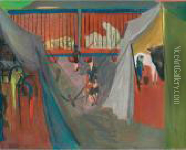 Zirkus Oil Painting - Johann Wilhelm Von Tscharner