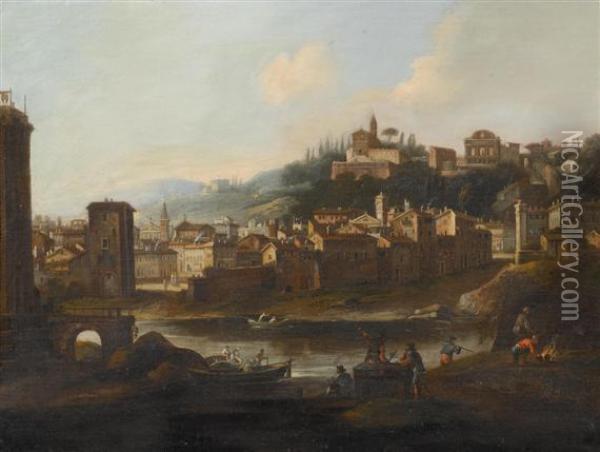 Views Of The City Of Rome Oil Painting - (circle of) Wittel, Gaspar van (Vanvitelli)