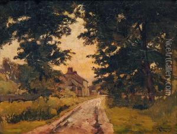 Dorfstrase Im Abendlicht Oil Painting - Van Waeyenberge