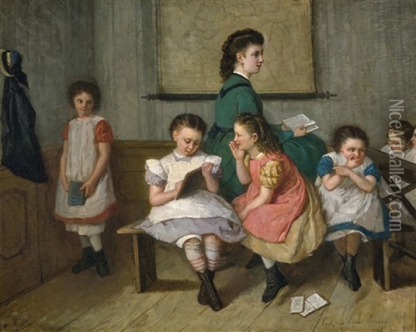 De Meisjesklasse Oil Painting - Ludovicius Johannes van Ervens Dorens