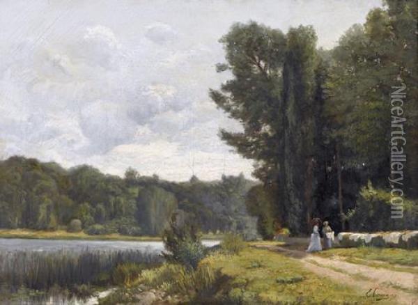 Sommerliche Flussuferpartie Oil Painting - Ernest Hareux