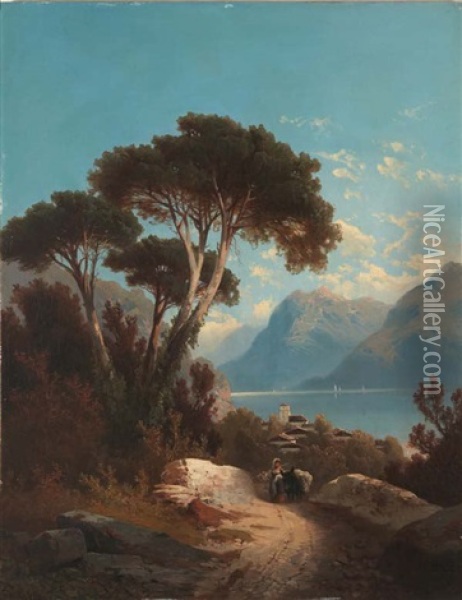 Der Comer See Bei Cadenabbia Oil Painting - Ludwig Heinrich Theodor (Louis) Gurlitt