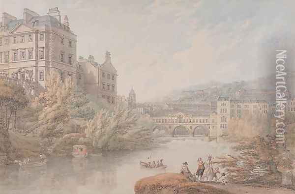 View of Bath from Spring Gardens Oil Painting - Thomas Hearne