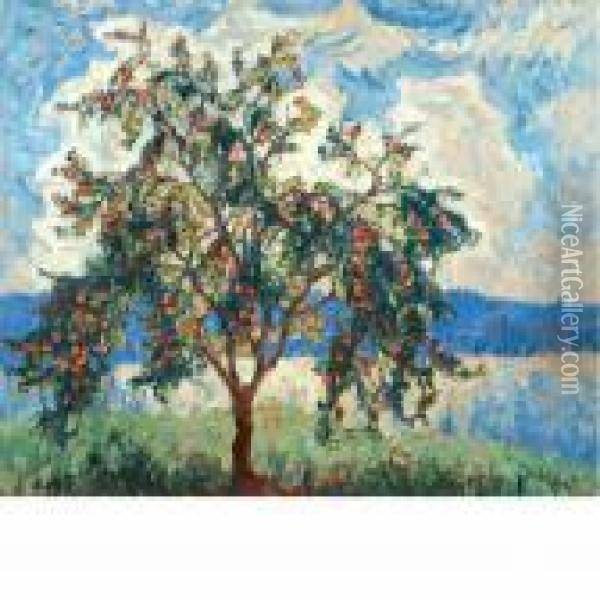 Apple Tree In Bloom Oil Painting - Konstantin Ivanovich Gorbatov