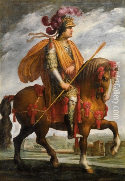 Der Romische Kaiser Galba Zu Pferde Oil Painting - Antonio Tempesta