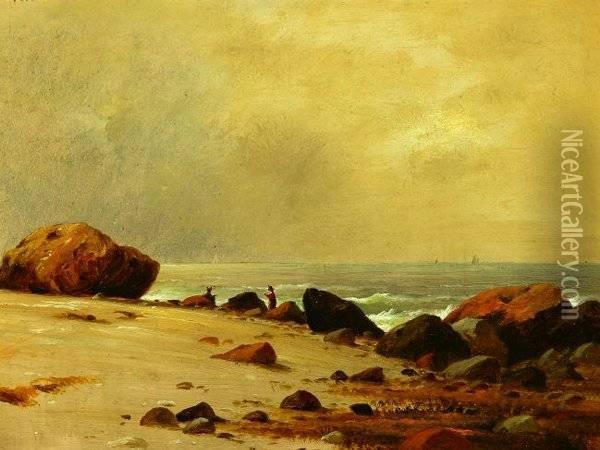 Figures On Rocky Coast Oil Painting - Charles Lanman