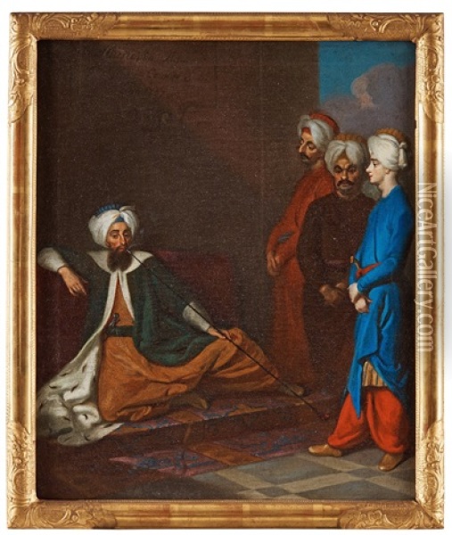Mustafa Aga, Later Mustafa Efendi, In Stockholm 1727 Oil Painting - Georg Engelhardt Schroeder