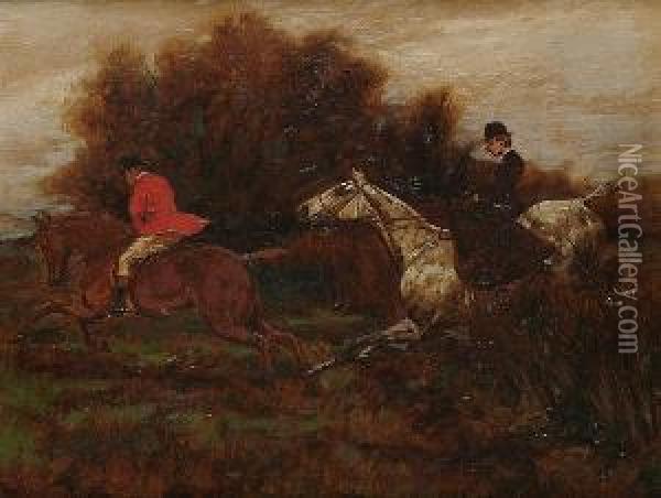Taking A Hedge Oil Painting - George W. Wright