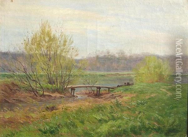 Le Pont De La Ravine, Auvers Oil Painting - Leon De Bastard