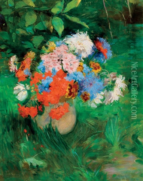 Still-life Of Flowers Oil Painting - Valeria Telkessy