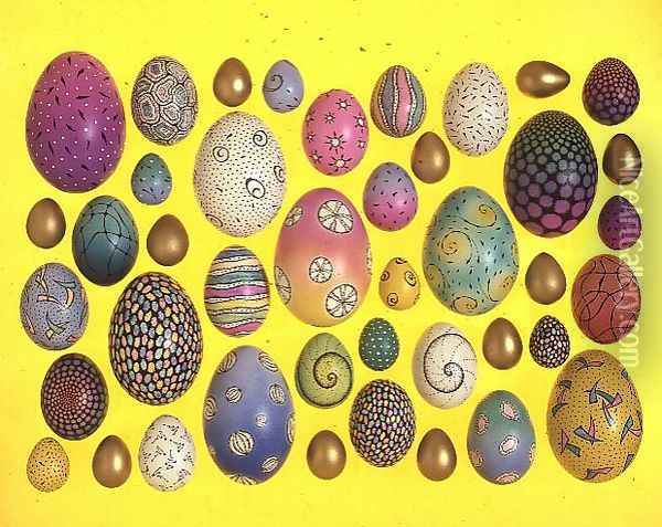 Painted eggs Oil Painting - Cathy Usiskin