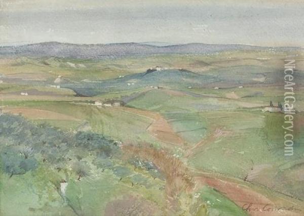 Sudliche Landschaft. Oil Painting - Christian Friedrich Conradin