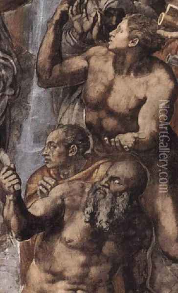 The Last Judgement [detail: 2] (or Before restoration) Oil Painting - Michelangelo Buonarroti
