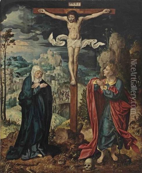 The Crucifixion Oil Painting - Joos Van Cleve