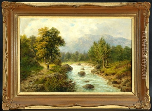 Bauer Am Wildbach Im Gebirge Oil Painting - Julius Karl Rose