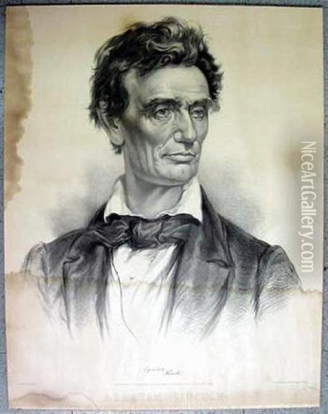 Abraham Lincoln From The Portrait Taken By Life By Charles A.barry, Springfield, Illinois, June 1860 Oil Painting - Sir Charles Barry