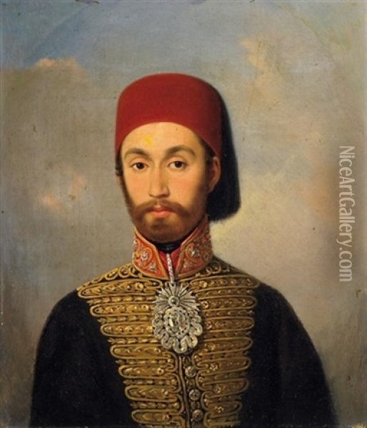 Portrat Des Jungen Sultan Abdul Medschid I (?) Oil Painting - Konstantin Johannes Franz Cretius