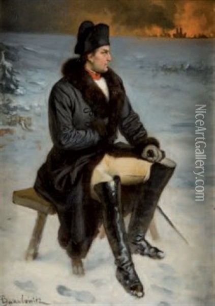 Napoleon Regardant Moscou Bruler Oil Painting - Ladislaus Bakalowicz