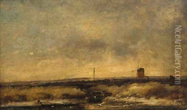On the Fens Oil Painting - Henry Bright
