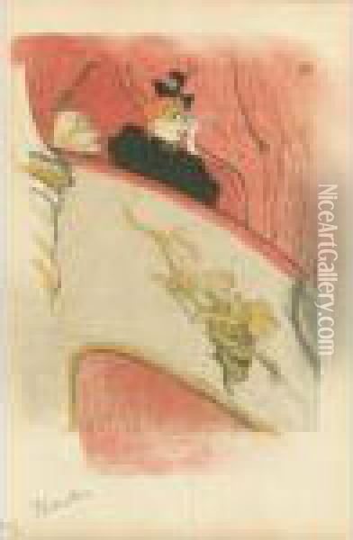 La Loge Au Mascaron Dore (d.16; A. 72; W.16; Adr. 69) Oil Painting - Henri De Toulouse-Lautrec