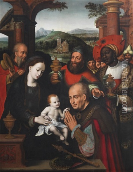 The Adoration Of The Magi Oil Painting - Cornelis van Cleve