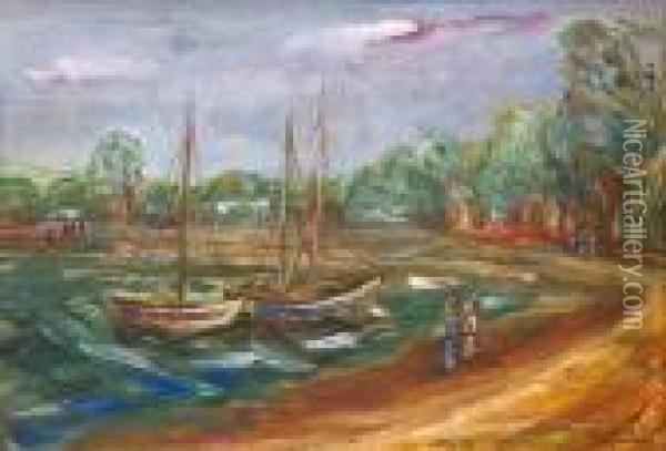 Bateaux Au Port Oil Painting - Henri Epstein