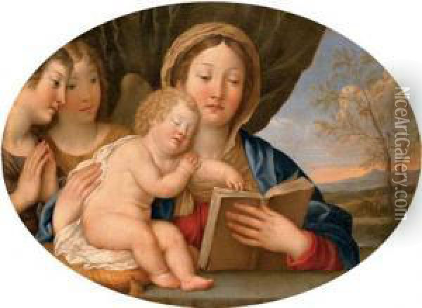 The Madonna And Child With Attendant Angels Oil Painting - Francesco Albani