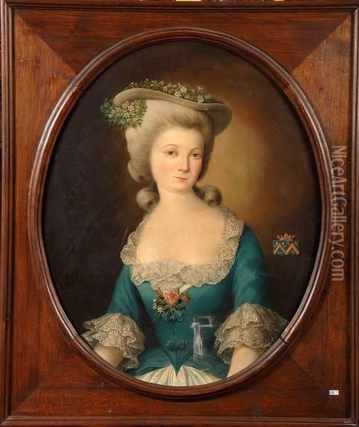 Portrait D'une Dame De Qualite Dans Le Gout Du Xviiieme Oil Painting - Pierre-Joseph Dedreux-Dorcy