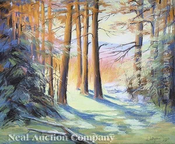 In The Mountainforest Oil Painting - Leon Wyczolkowski