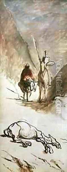 Don Quixote Sancho Panza and the Dead Mule Oil Painting - Honore Daumier