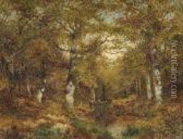 The Depths Of The Forest Oil Painting - David Bates