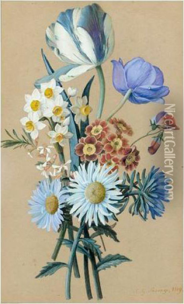 Etude De Fleurs Oil Painting - Charles Gab. Sauvage Lemire