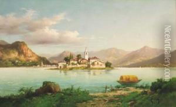 Isola Dei Pescatori, Lago Maggiore Oil Painting - Giuseppe Falchetti