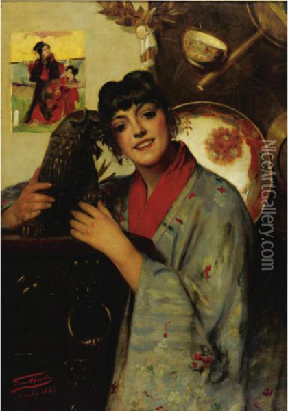 La Japonaise Oil Painting - Leon Herbo