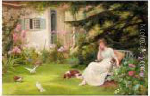 Her Favourite Pets Oil Painting - Delapoer Downing