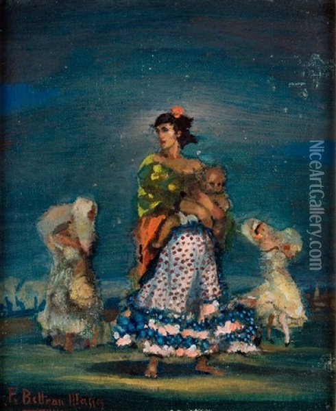Maternidad Gitana Oil Painting - Federico Beltran Masses