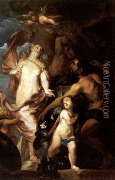 Venus Fragt Vulkan Nach Waffen Fur Aeneas (after A. Van Dyck) Oil Painting - Anton van Ysendyck