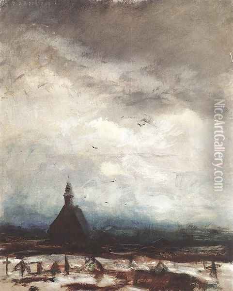 Stormy Landscape c. 1915 Oil Painting - Laszlo Mednyanszky