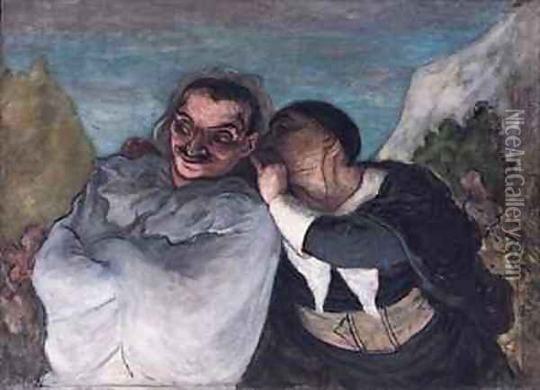 Crispin and Scapin or Scapin and Sylvester Oil Painting - Honore Daumier