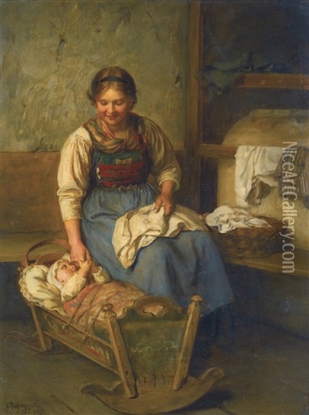 Mother's Pride Oil Painting - Franz Von Defregger
